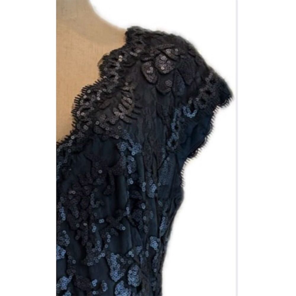 Tadashi Shoji  NWOT Dark Blue Lace Sequin Evening Gown Long Dress 12 - Picture 5 of 10